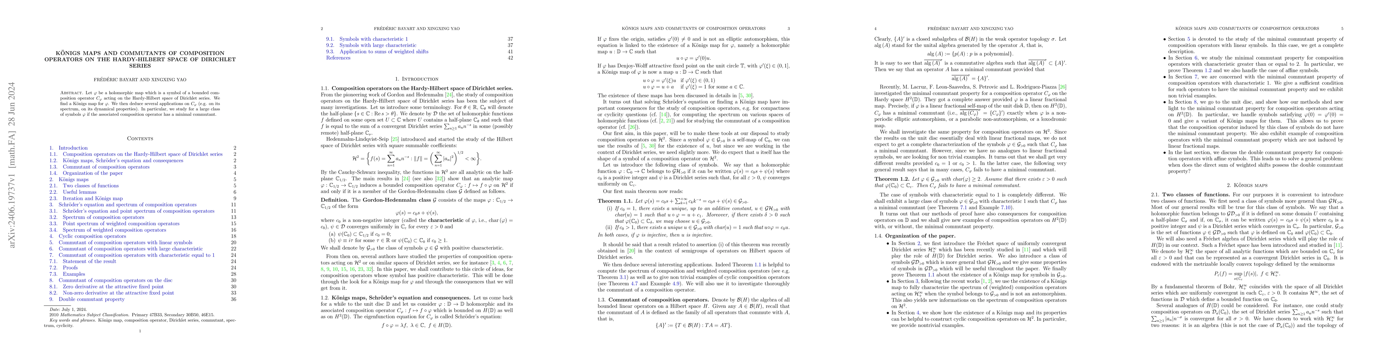 Thumbnail for K\"onigs maps and commutants of composition operators on the
  Hardy-Hilbert space of Dirichlet series