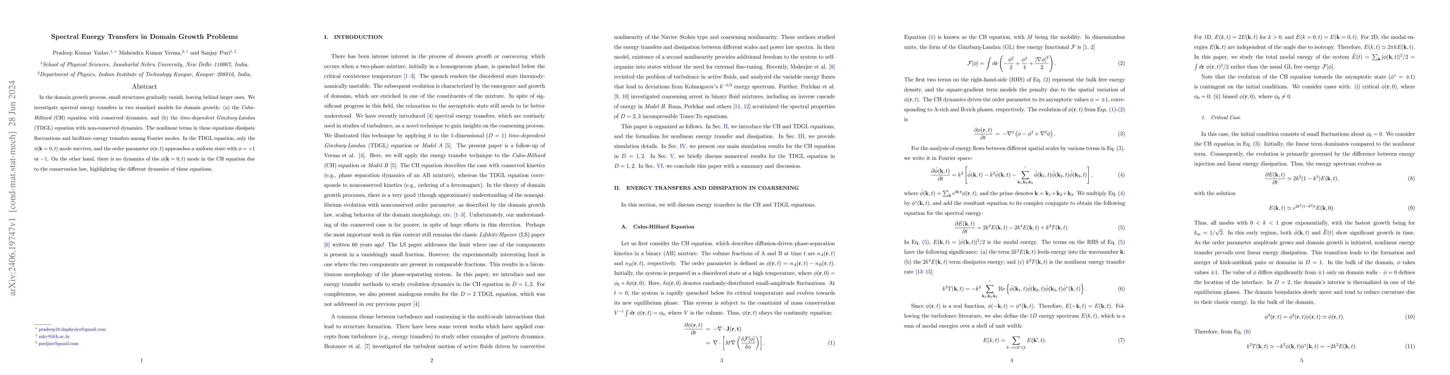 Thumbnail for Spectral Energy Transfers in Domain Growth Problems