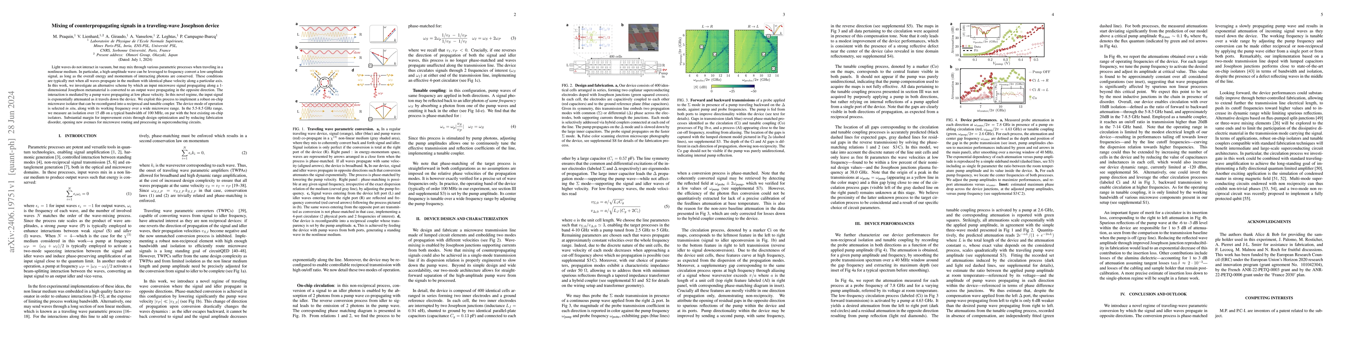 Thumbnail for Mixing of counterpropagating signals in a traveling-wave Josephson
  device