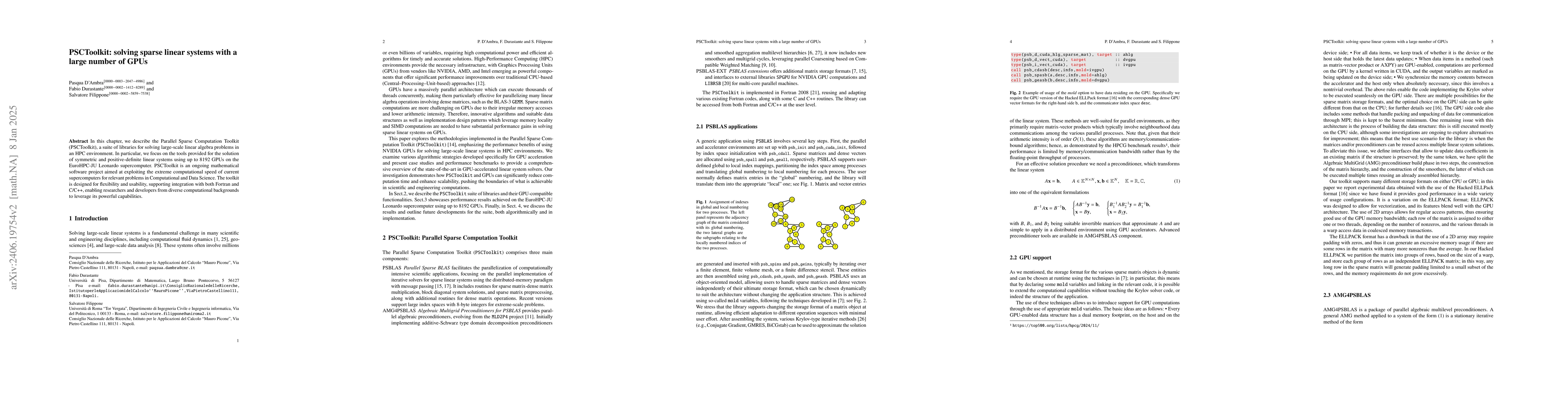Thumbnail for PSCToolkit: solving sparse linear systems with a large number of GPUs