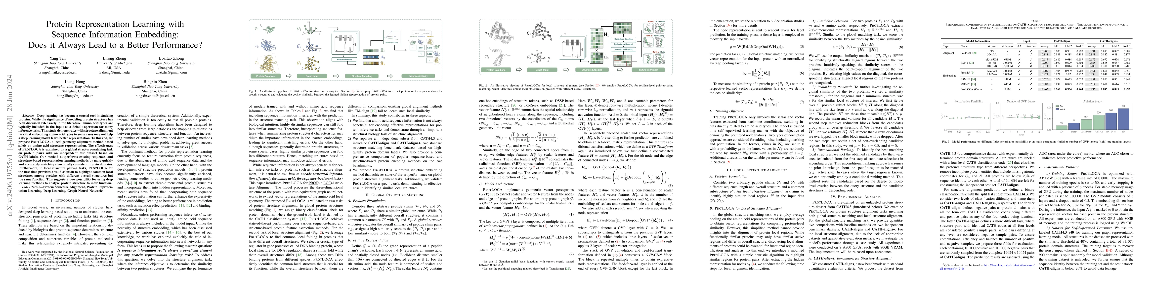 Thumbnail for Protein Representation Learning with Sequence Information Embedding:
  Does it Always Lead to a Better Performance?
