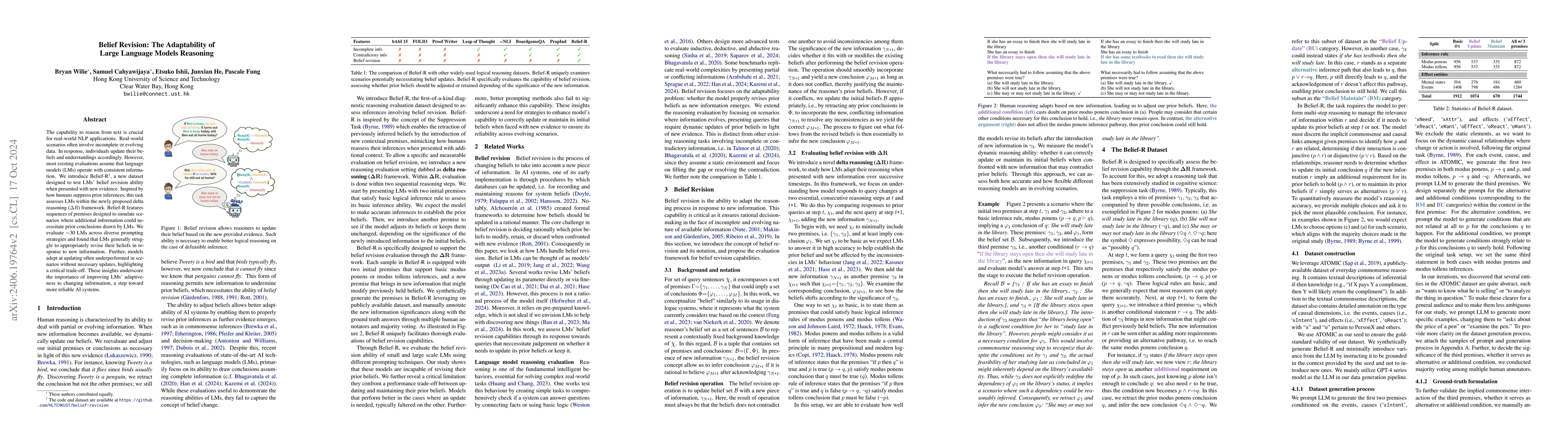 Thumbnail for Belief Revision: The Adaptability of Large Language Models Reasoning