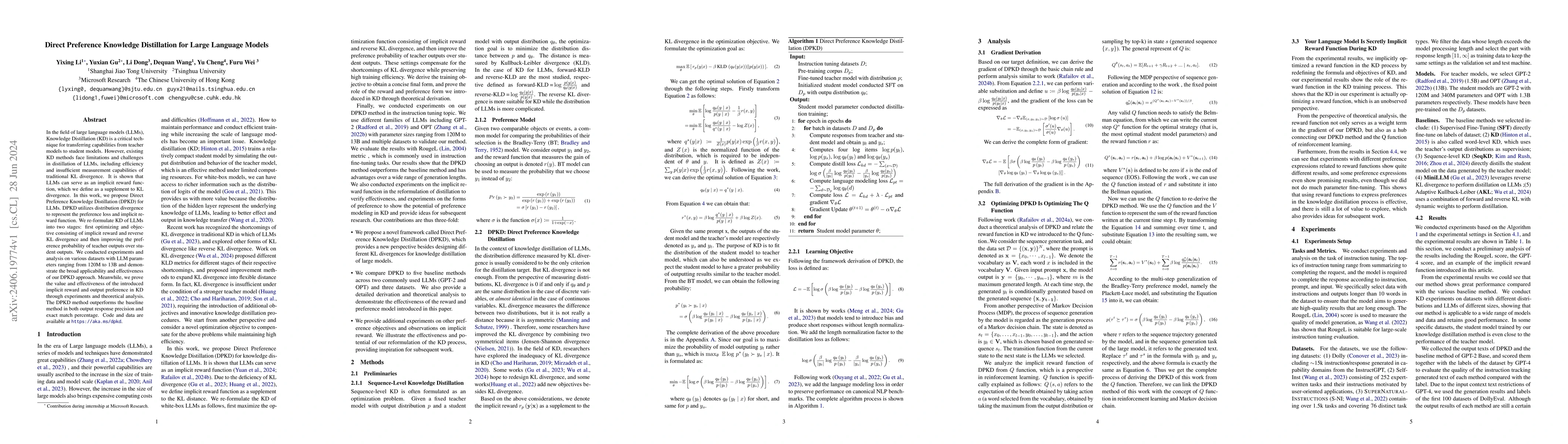 Thumbnail for Direct Preference Knowledge Distillation for Large Language Models