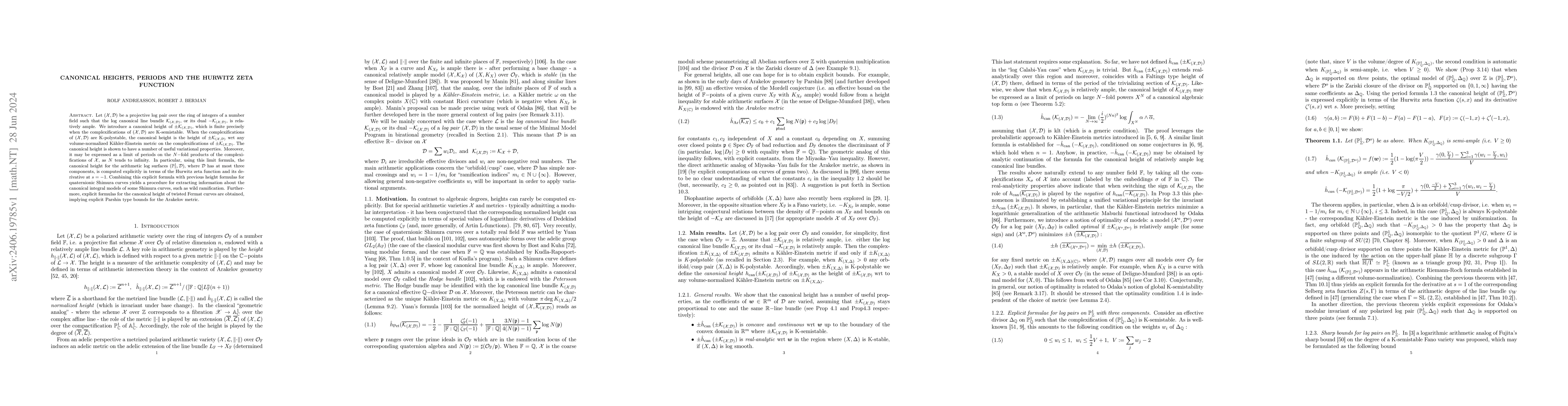 Thumbnail for Canonical heights, periods and the Hurwitz zeta function