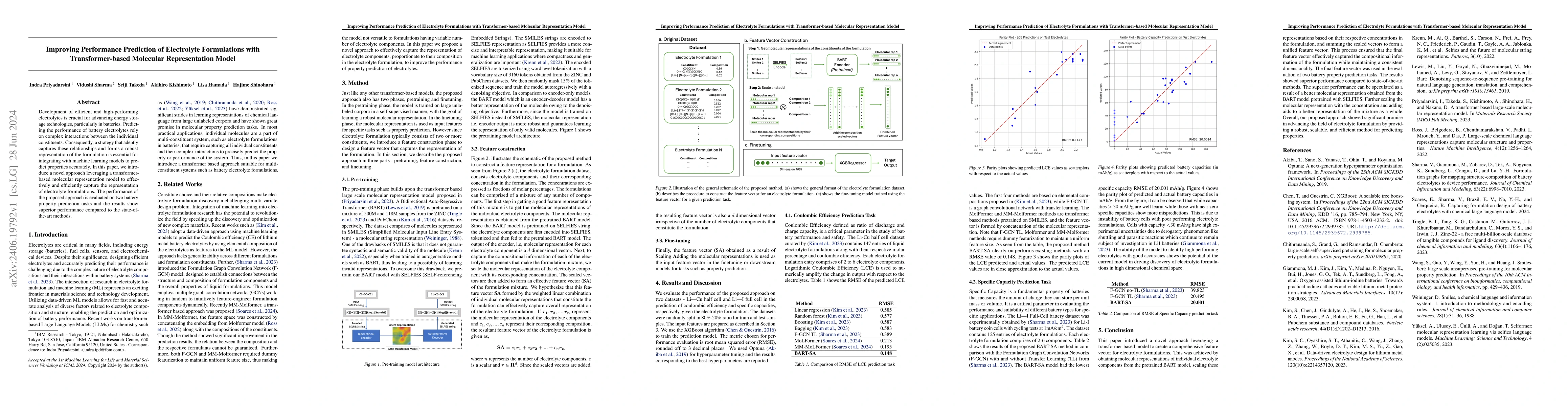Thumbnail for Improving Performance Prediction of Electrolyte Formulations with
  Transformer-based Molecular Representation Model