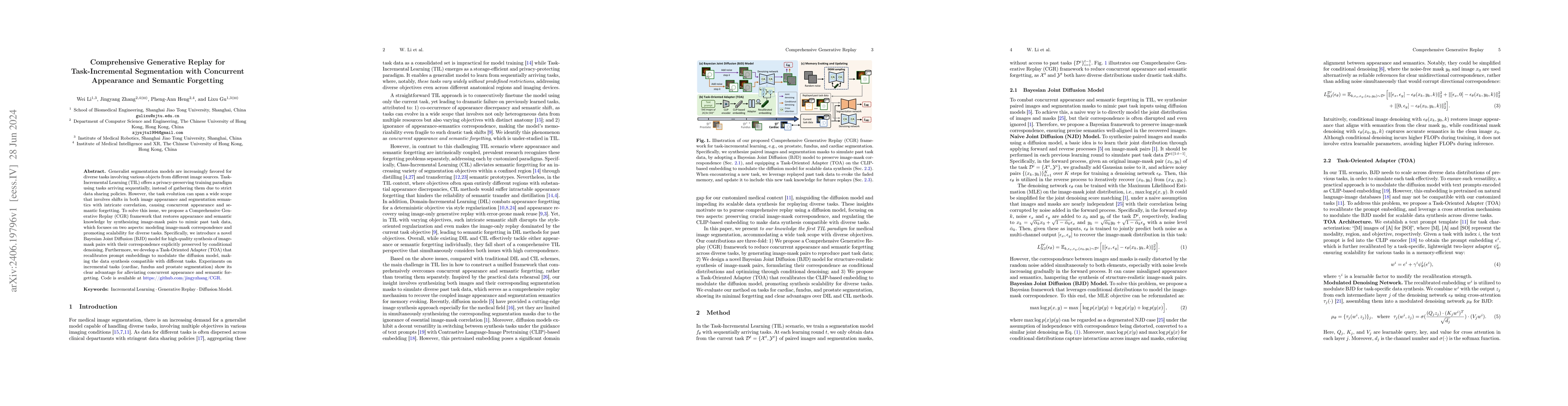 Thumbnail for Comprehensive Generative Replay for Task-Incremental Segmentation with
  Concurrent Appearance and Semantic Forgetting