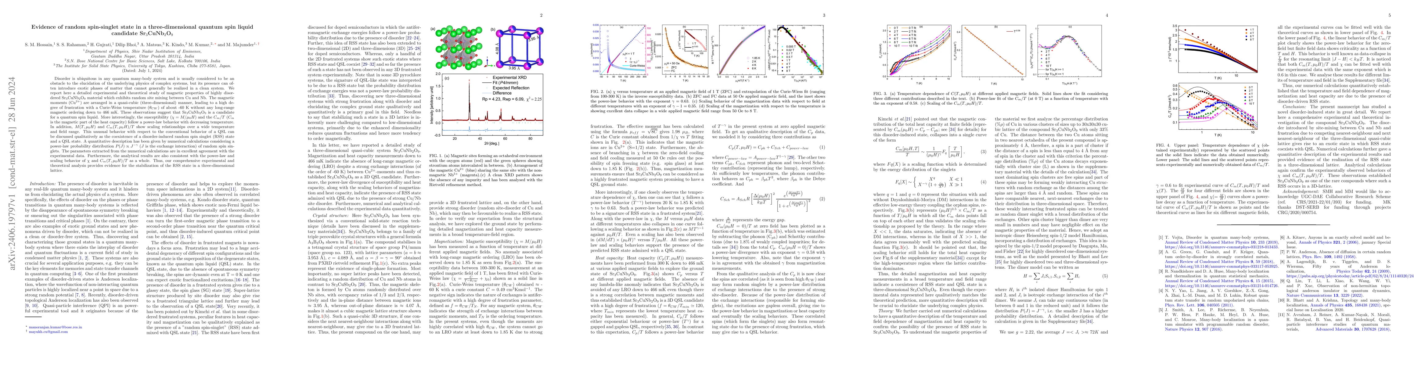 Thumbnail for Evidence of random spin-singlet state in a three-dimensional quantum
  spin liquid candidate Sr$_3$CuNb$_2$O$_9$