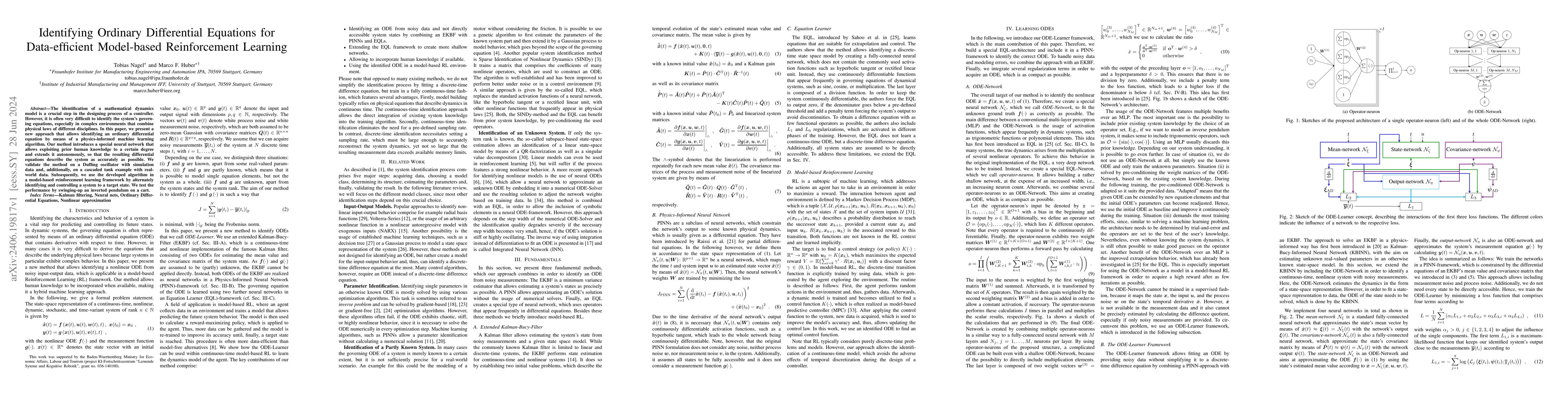 Thumbnail for Identifying Ordinary Differential Equations for Data-efficient
  Model-based Reinforcement Learning
