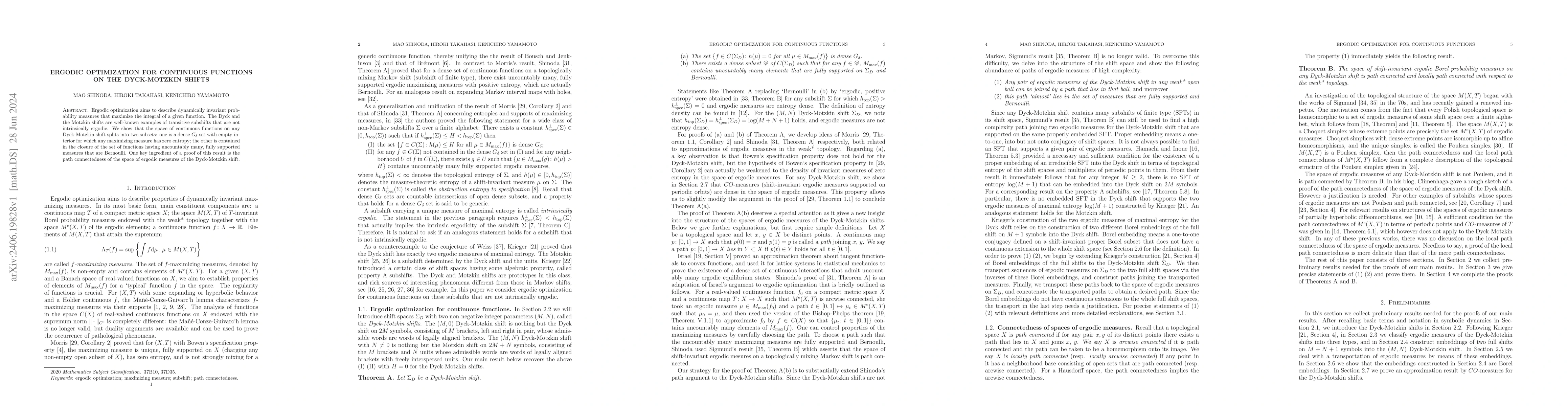 Thumbnail for Ergodic optimization for continuous functions on the Dyck-Motzkin shifts