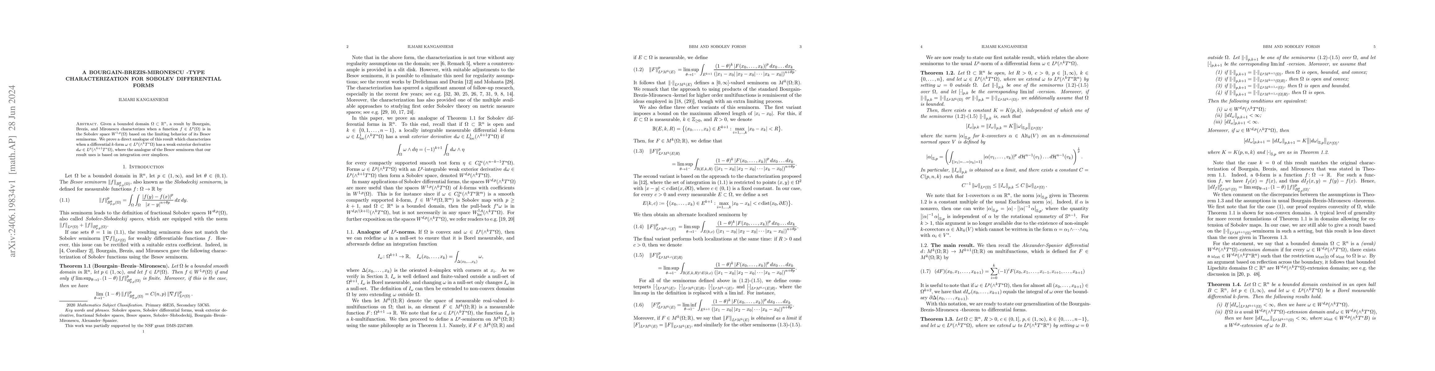 Thumbnail for A Bourgain-Brezis-Mironescu -type characterization for Sobolev
  differential forms