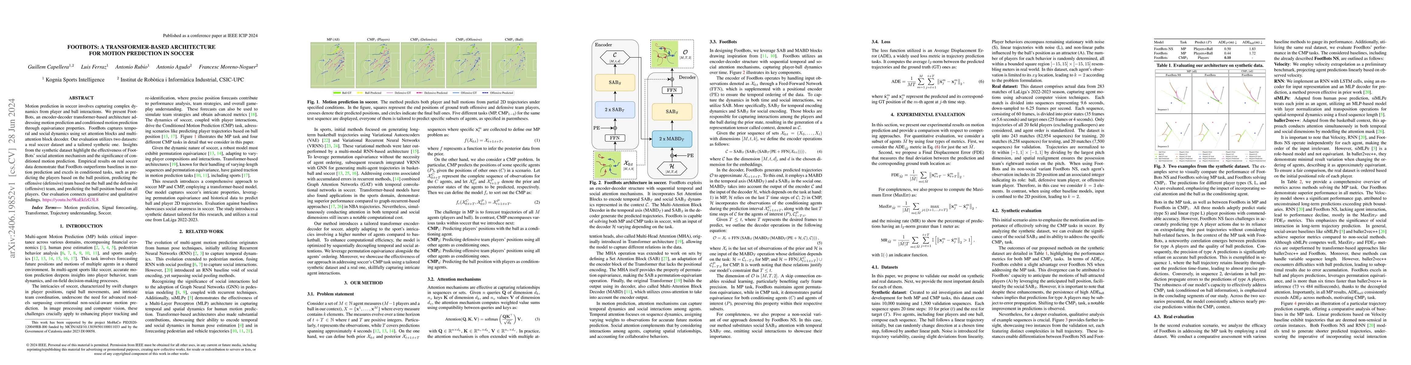 Thumbnail for FootBots: A Transformer-based Architecture for Motion Prediction in
  Soccer