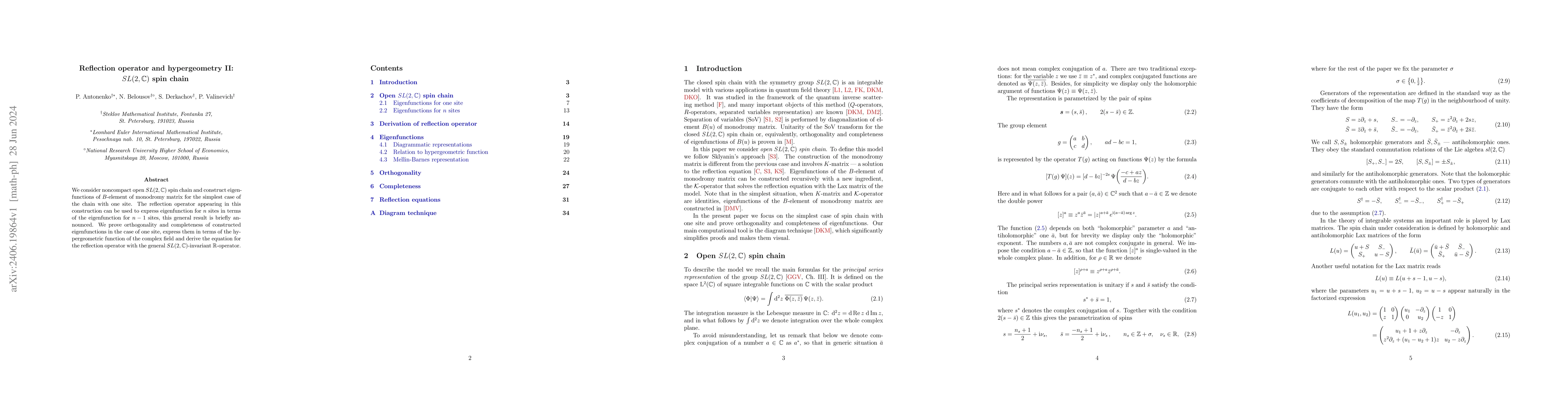Thumbnail for Reflection operator and hypergeometry II: $SL(2, \mathbb{C})$ spin chain