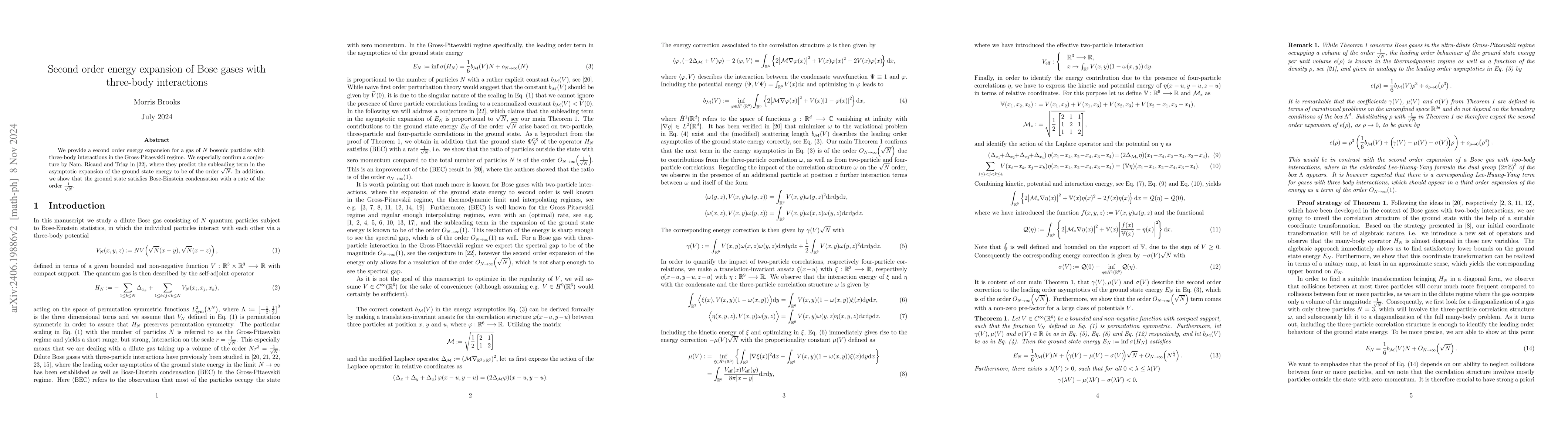 Thumbnail for Second order energy expansion of Bose gases with three-body interactions