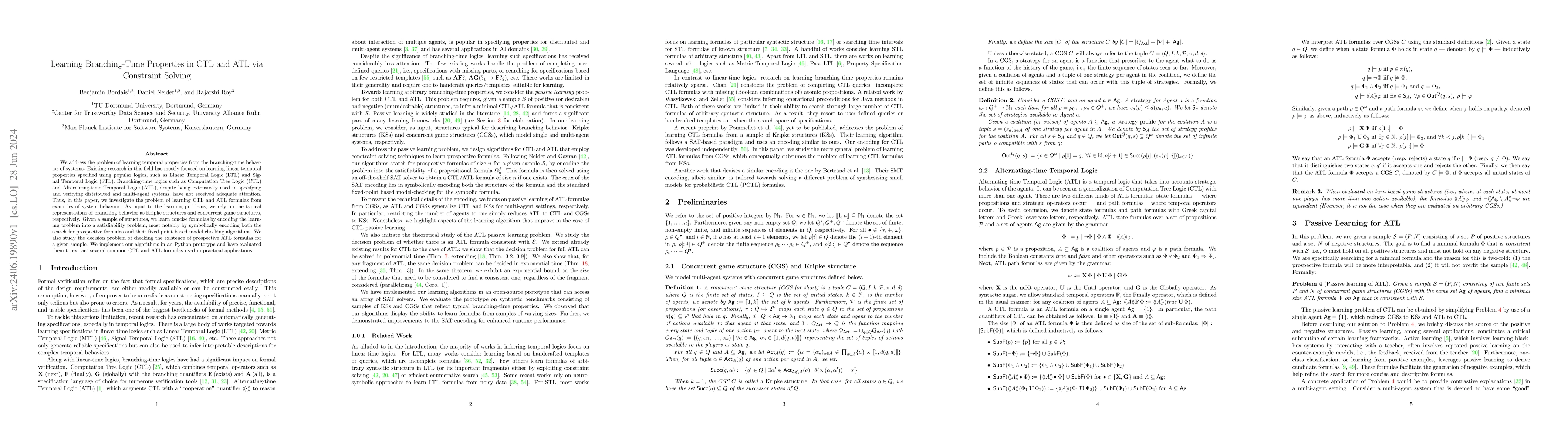 Thumbnail for Learning Branching-Time Properties in CTL and ATL via Constraint Solving