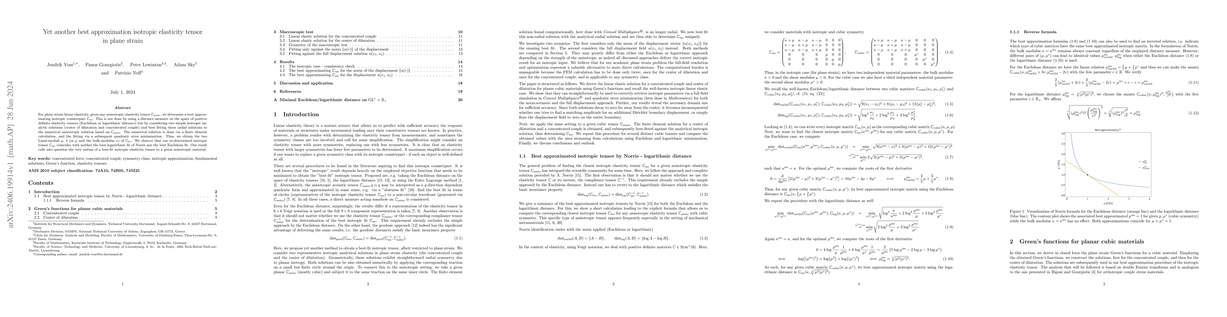 Thumbnail for Yet another best approximation isotropic elasticity tensor in plane
  strain