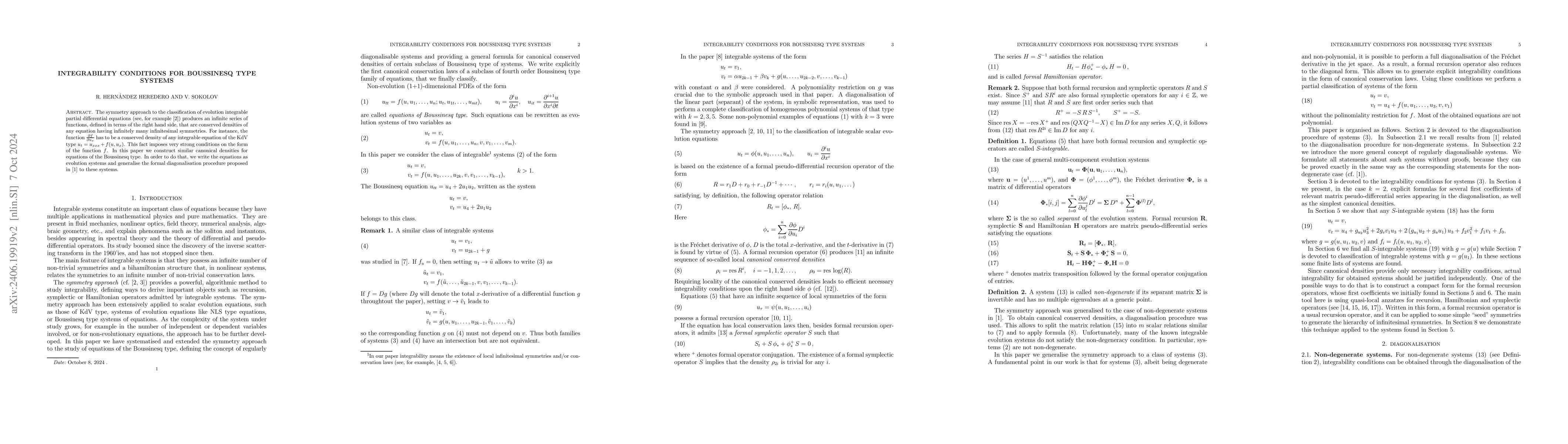 Thumbnail for Integrability conditions for Boussinesq type systems