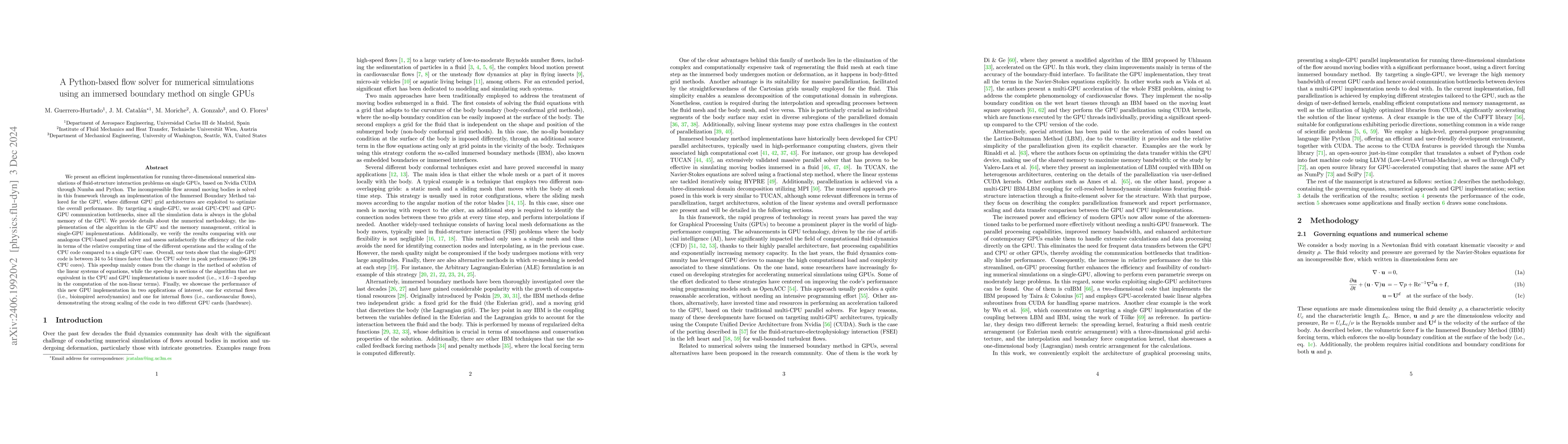 Thumbnail for A Python-based flow solver for numerical simulations using an immersed
  boundary method on single GPUs