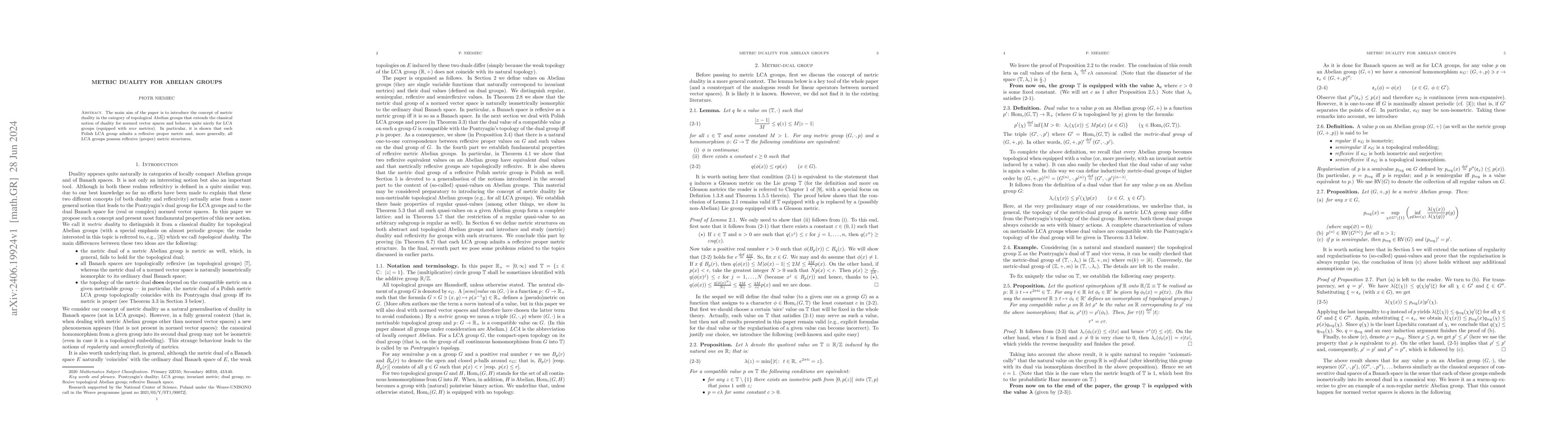 Thumbnail for Metric duality for Abelian groups