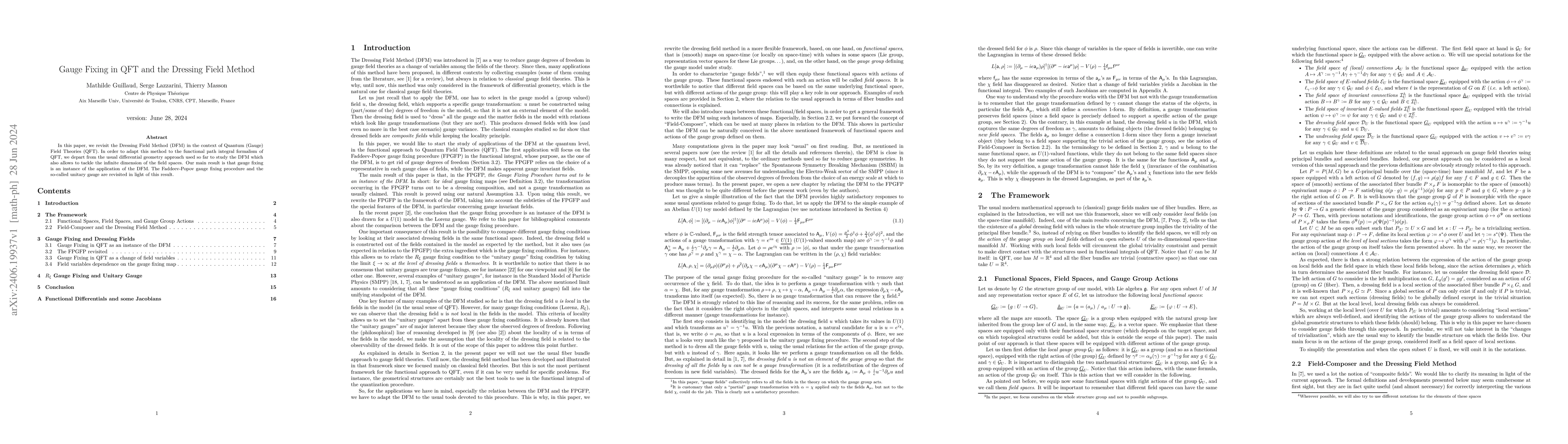 Thumbnail for Gauge Fixing in QFT and the Dressing Field Method
