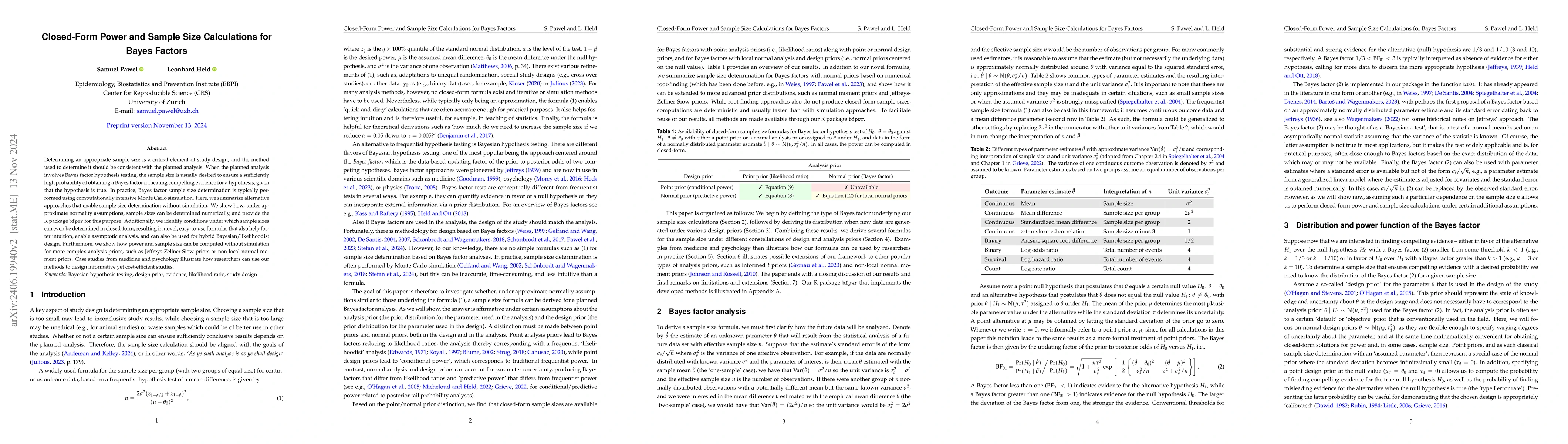 Thumbnail for Closed-Form Power and Sample Size Calculations for Bayes Factors