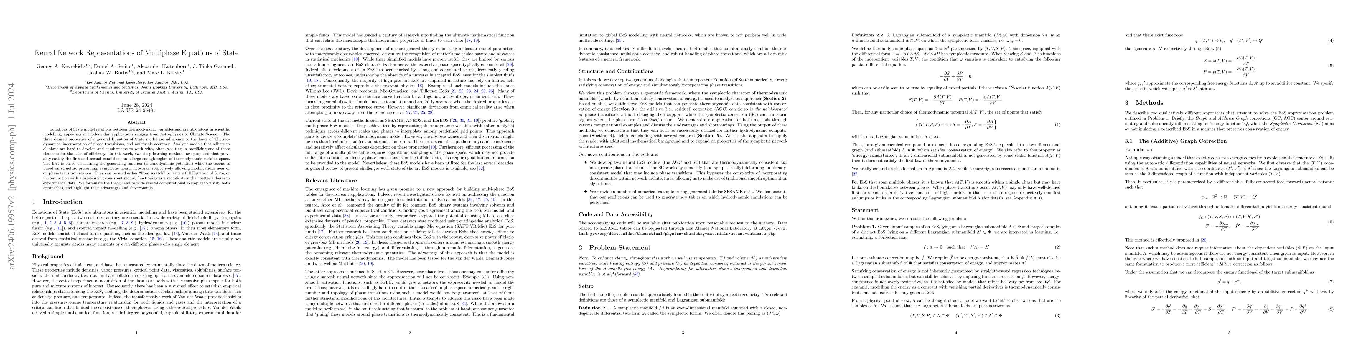 Thumbnail for Neural Network Representations of Multiphase Equations of State