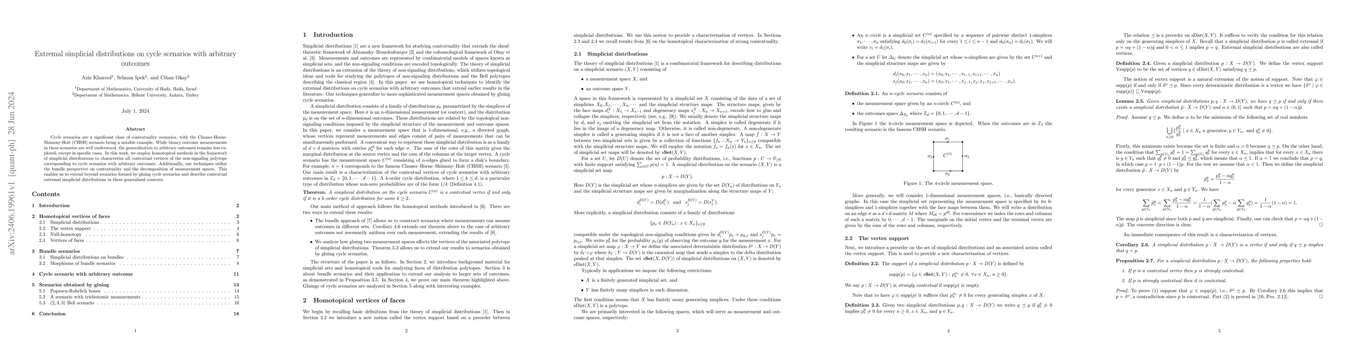 Thumbnail for Extremal simplicial distributions on cycle scenarios with arbitrary
  outcomes