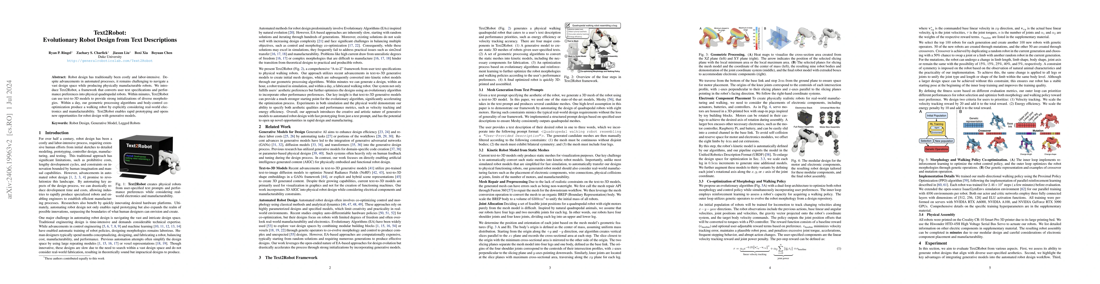 Thumbnail for Text2Robot: Evolutionary Robot Design from Text Descriptions
