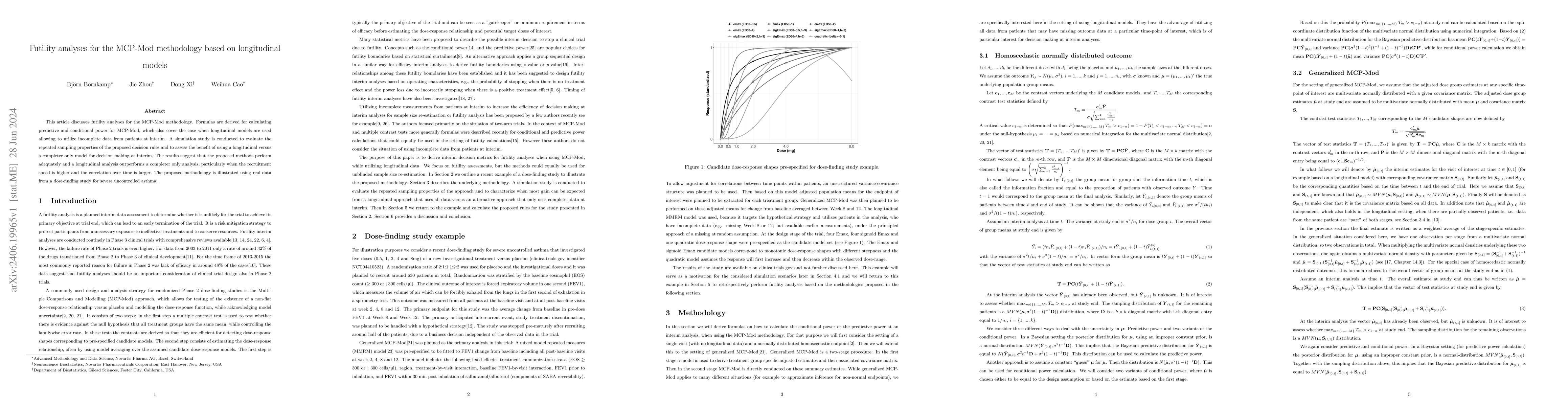 Thumbnail for Futility analyses for the MCP-Mod methodology based on longitudinal
  models