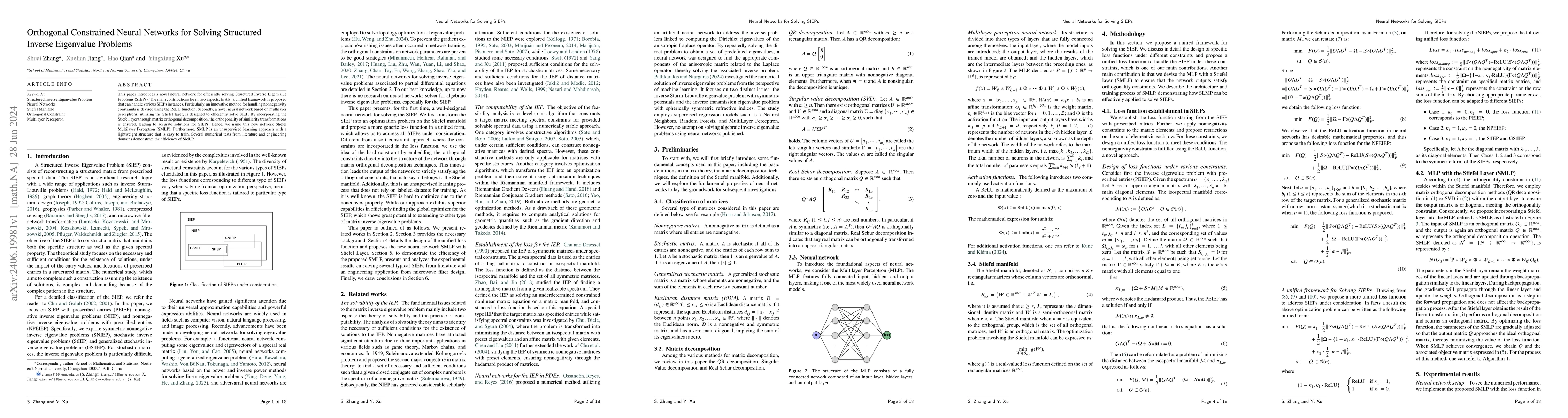 Thumbnail for Orthogonal Constrained Neural Networks for Solving Structured Inverse
  Eigenvalue Problems