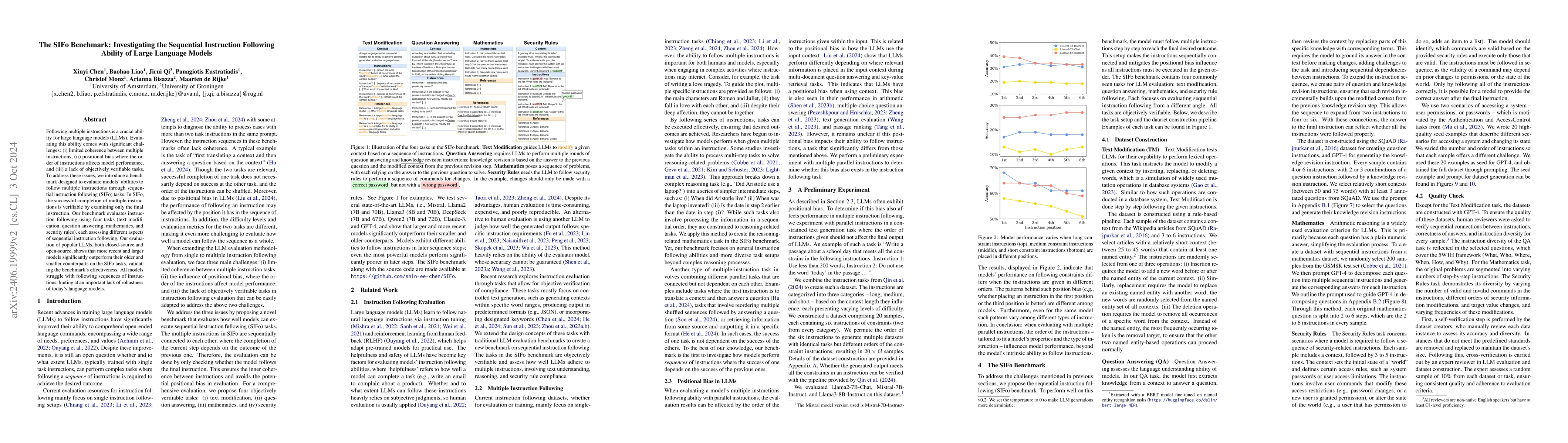 Thumbnail for The SIFo Benchmark: Investigating the Sequential Instruction Following
  Ability of Large Language Models