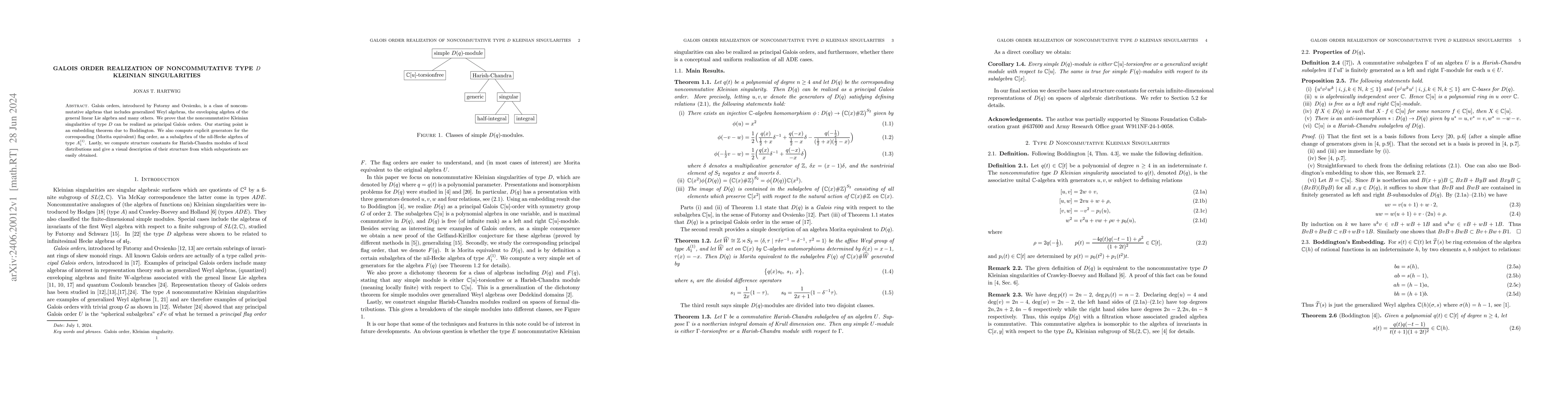 Thumbnail for Galois order realization of noncommutative type $D$ Kleinian
  singularities