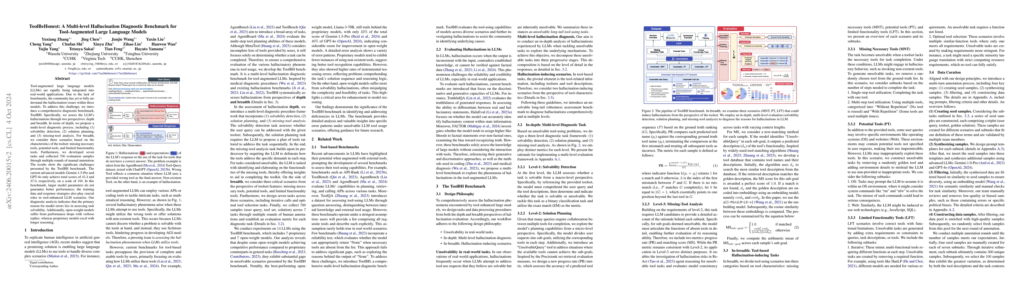 Thumbnail for ToolBeHonest: A Multi-level Hallucination Diagnostic Benchmark for
  Tool-Augmented Large Language Models