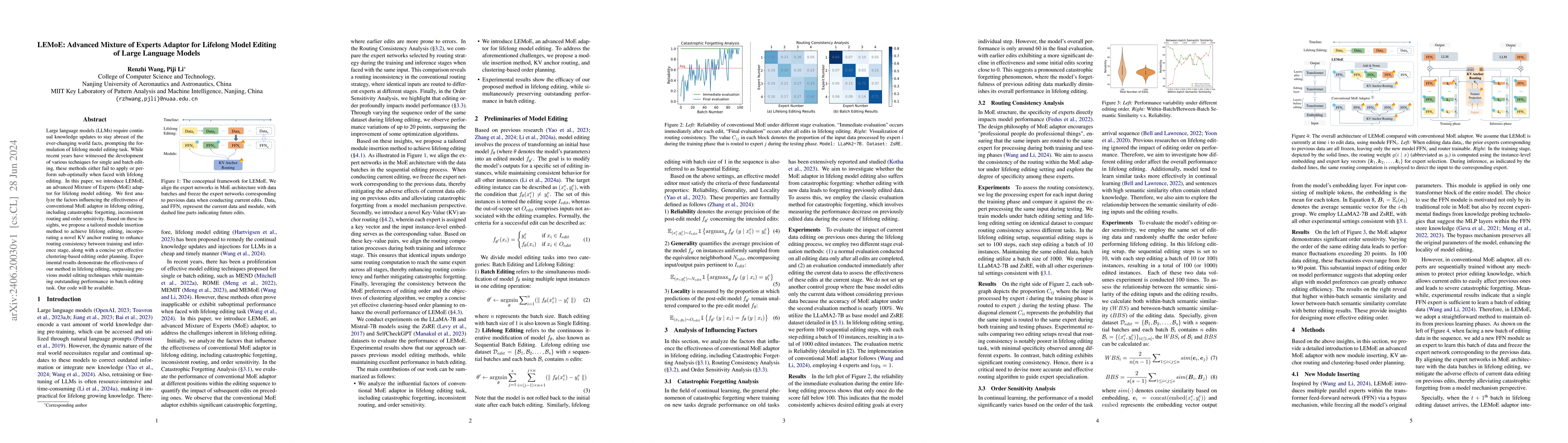 Thumbnail for LEMoE: Advanced Mixture of Experts Adaptor for Lifelong Model Editing of
  Large Language Models
