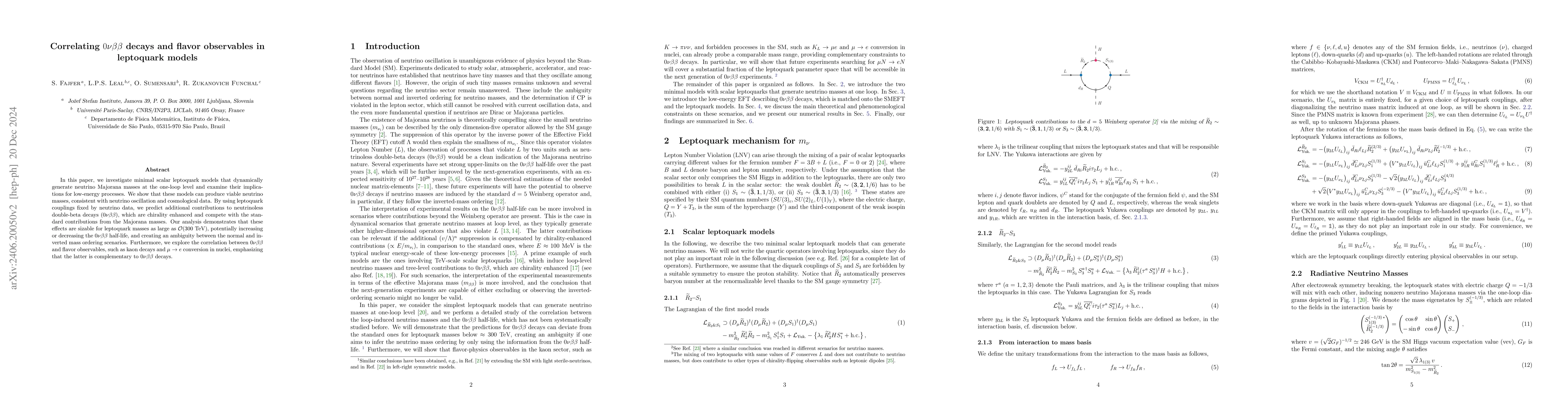 Thumbnail for Correlating $0\nu\beta\beta$ decays and flavor observables in leptoquark
  models