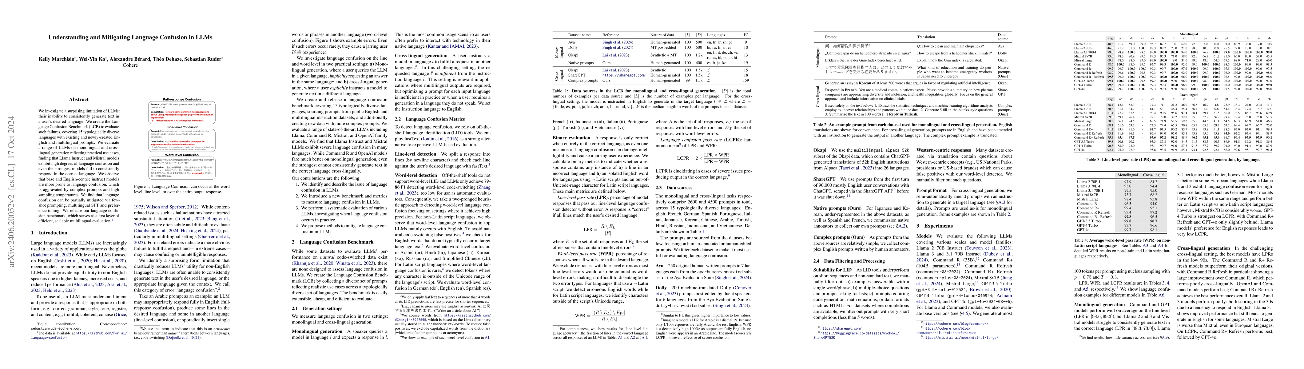 Thumbnail for Understanding and Mitigating Language Confusion in LLMs