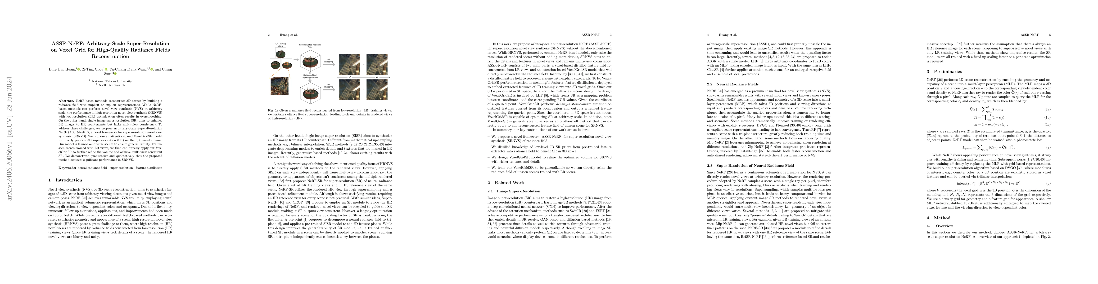Thumbnail for ASSR-NeRF: Arbitrary-Scale Super-Resolution on Voxel Grid for
  High-Quality Radiance Fields Reconstruction