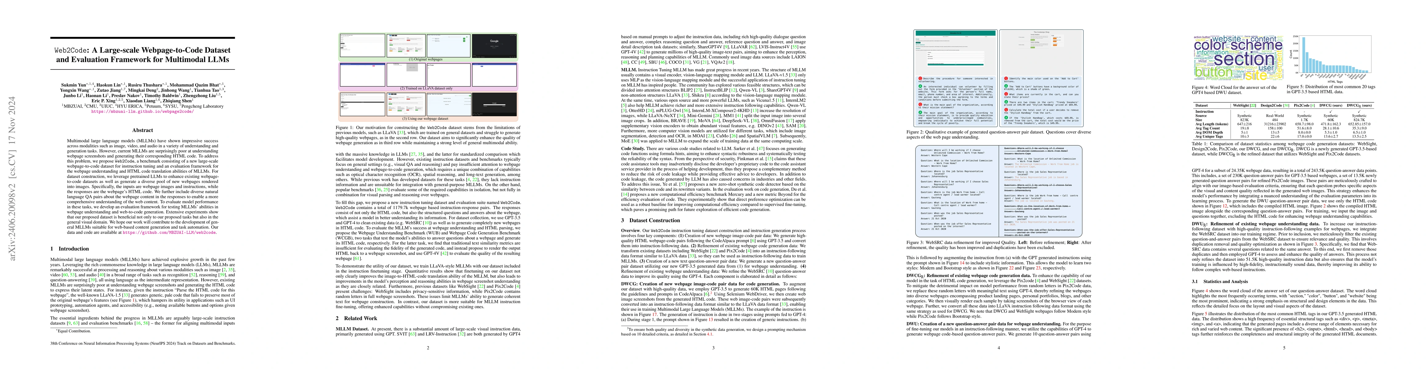 Thumbnail for Web2Code: A Large-scale Webpage-to-Code Dataset and Evaluation Framework
  for Multimodal LLMs