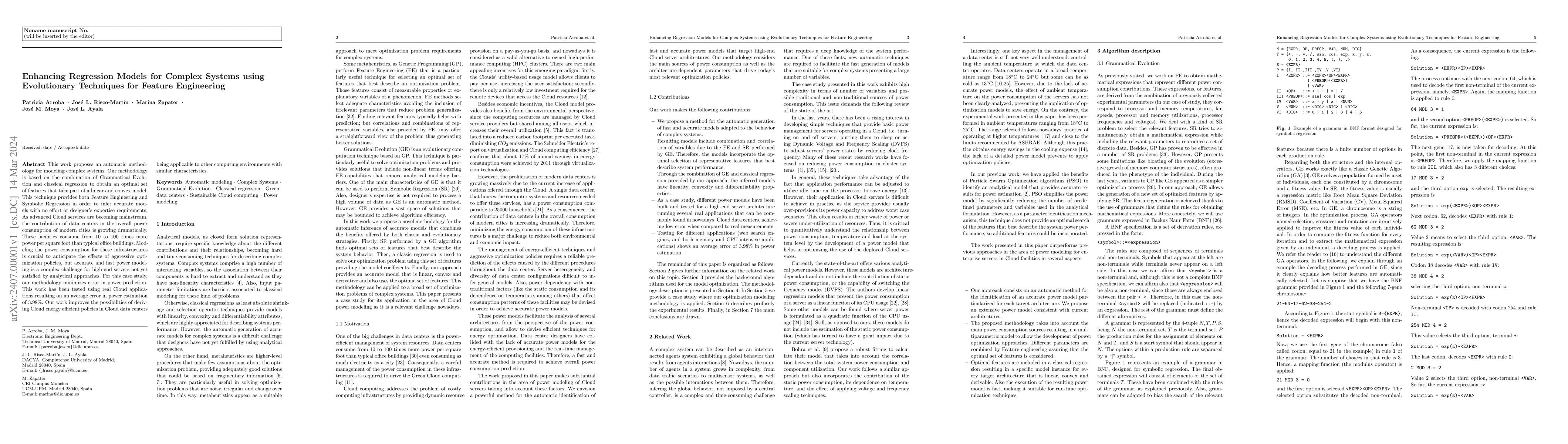 Thumbnail for Enhancing Regression Models for Complex Systems Using Evolutionary
  Techniques for Feature Engineering