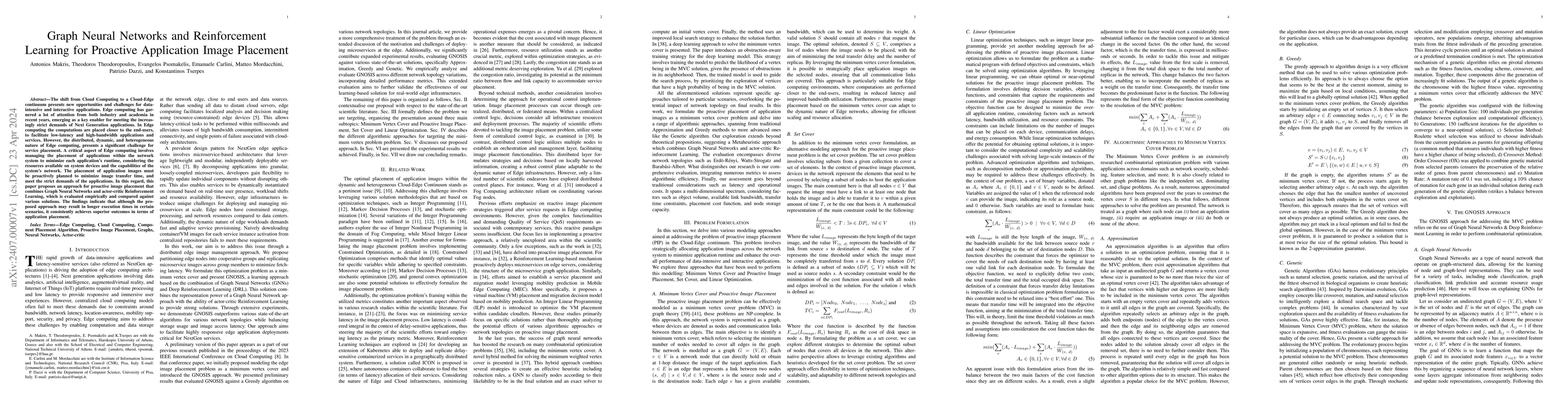Thumbnail for Graph Neural Networks and Reinforcement Learning for Proactive
  Application Image Placement