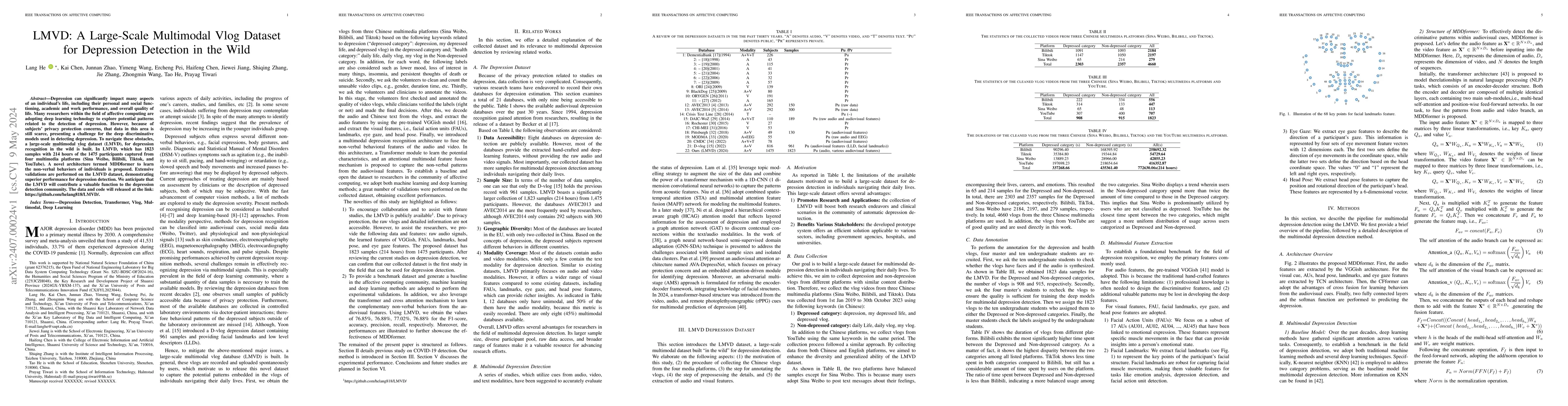 Thumbnail for LMVD: A Large-Scale Multimodal Vlog Dataset for Depression Detection in
  the Wild