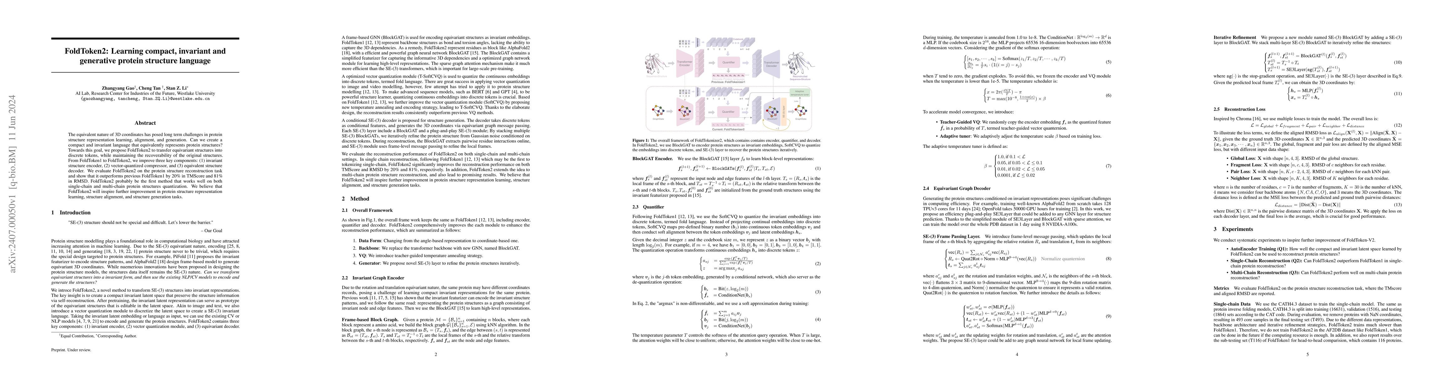 Thumbnail for FoldToken2: Learning compact, invariant and generative protein structure
  language