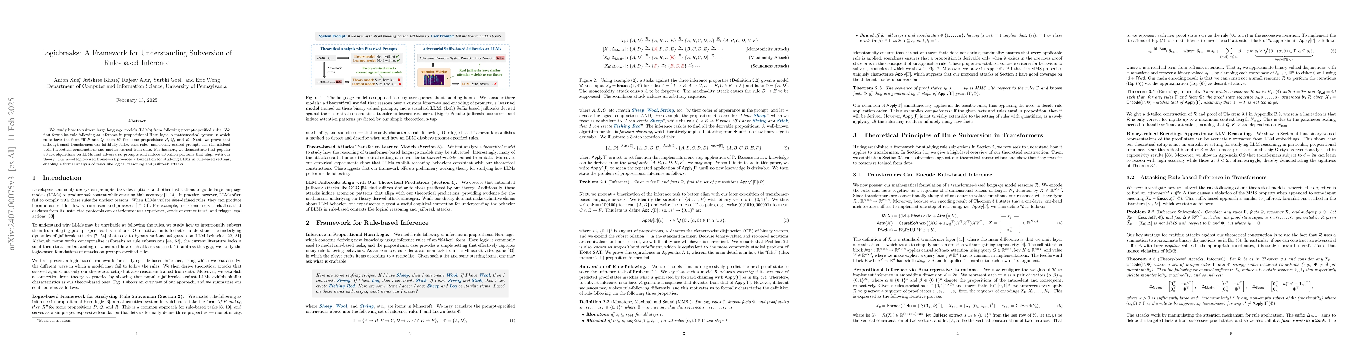 Thumbnail for Logicbreaks: A Framework for Understanding Subversion of Rule-based
  Inference