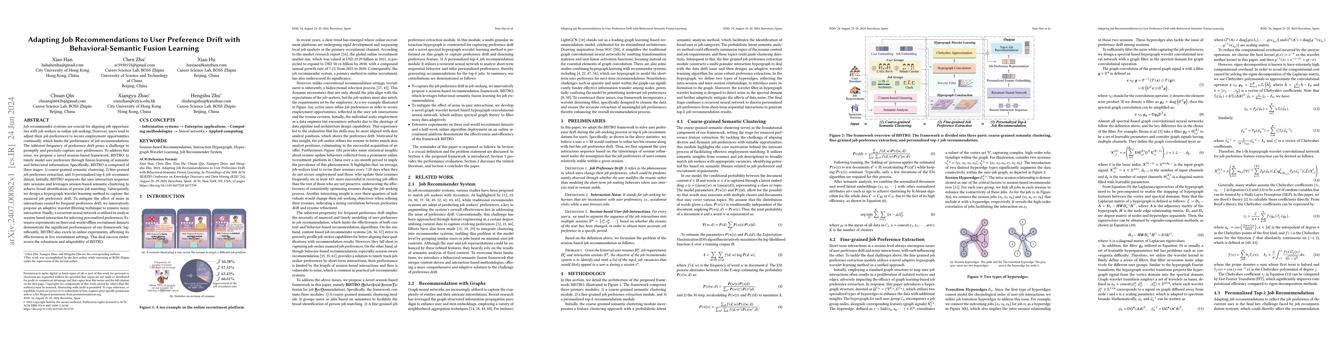 Thumbnail for Adapting Job Recommendations to User Preference Drift with
  Behavioral-Semantic Fusion Learning