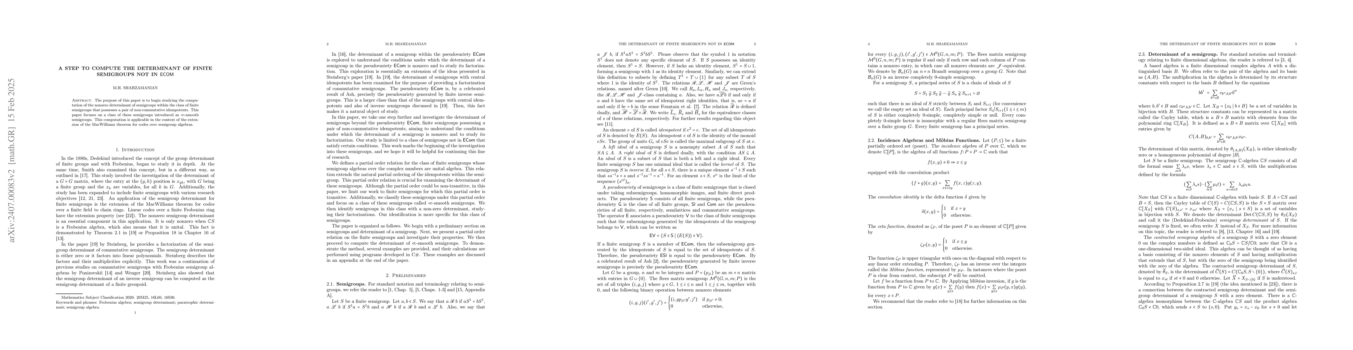 Thumbnail for A step to compute the determinant of finite semigroups not in ECom
