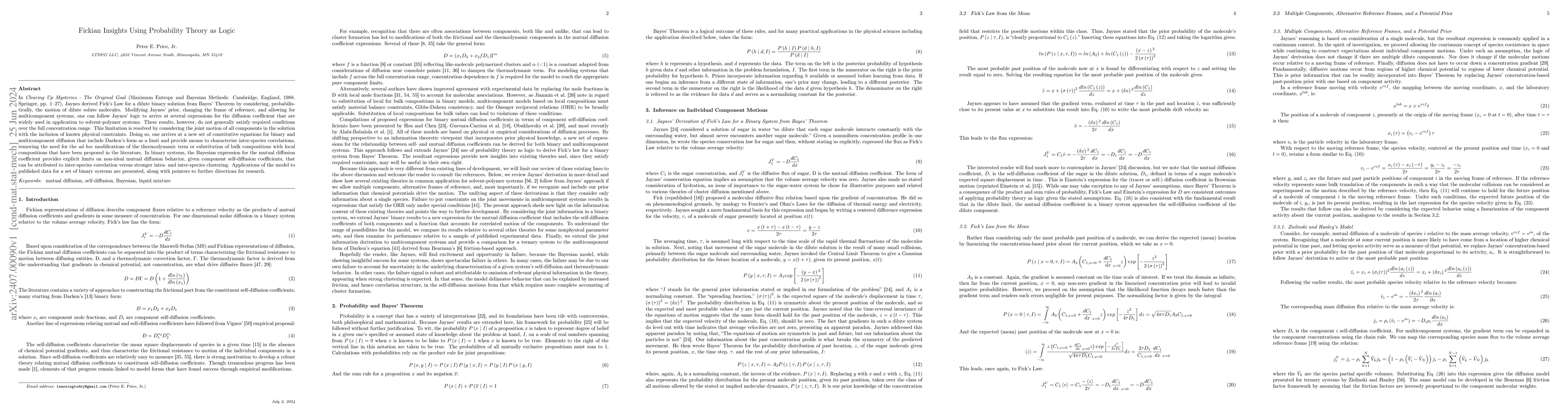 Thumbnail for Fickian Insights Using Probability Theory as Logic