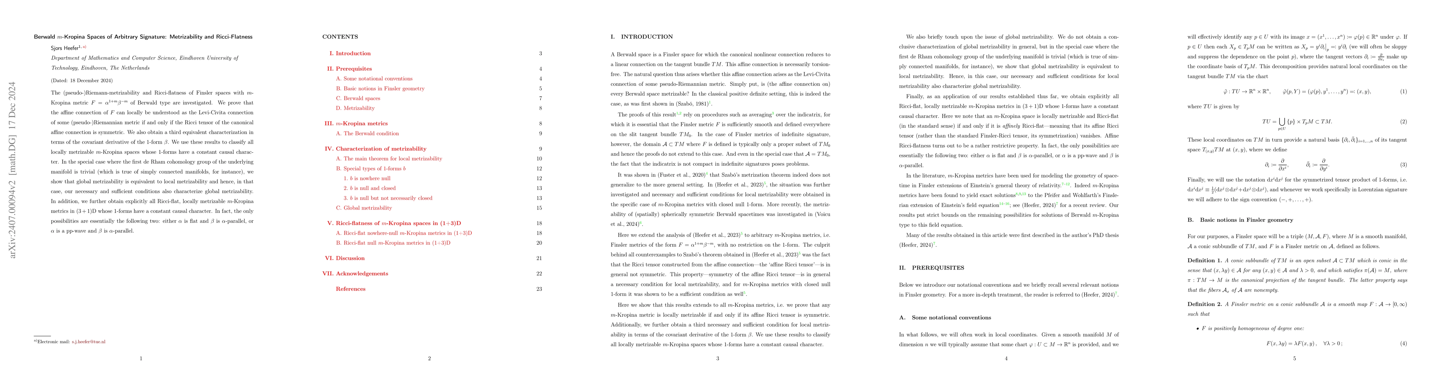 Thumbnail for Berwald $m$-Kropina Spaces of Arbitrary Signature: Metrizability and
  Ricci-Flatness