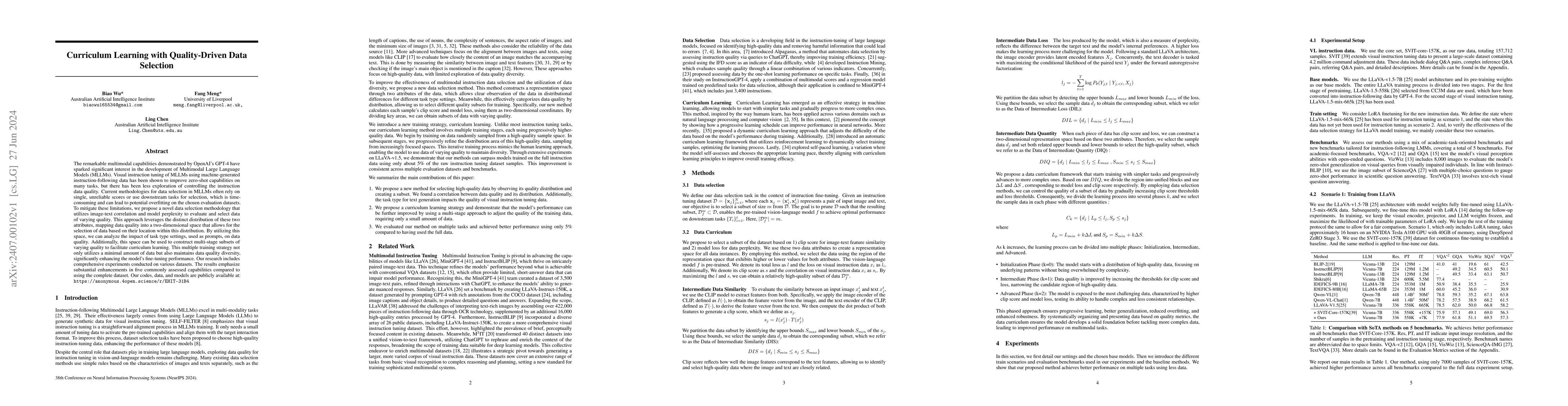 Thumbnail for Curriculum Learning with Quality-Driven Data Selection