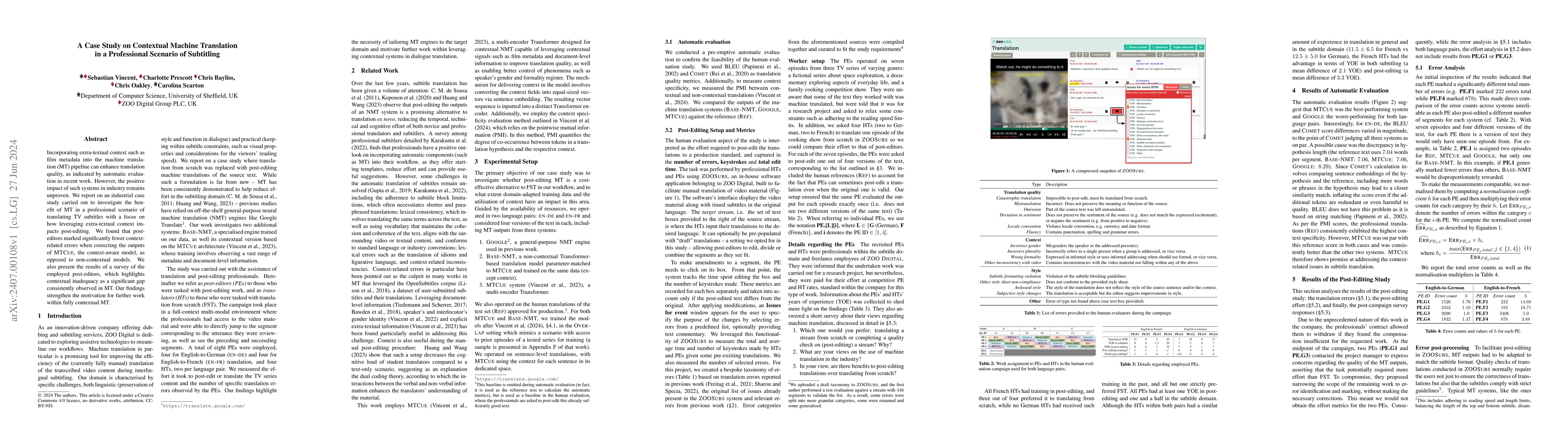 Thumbnail for A Case Study on Contextual Machine Translation in a Professional
  Scenario of Subtitling