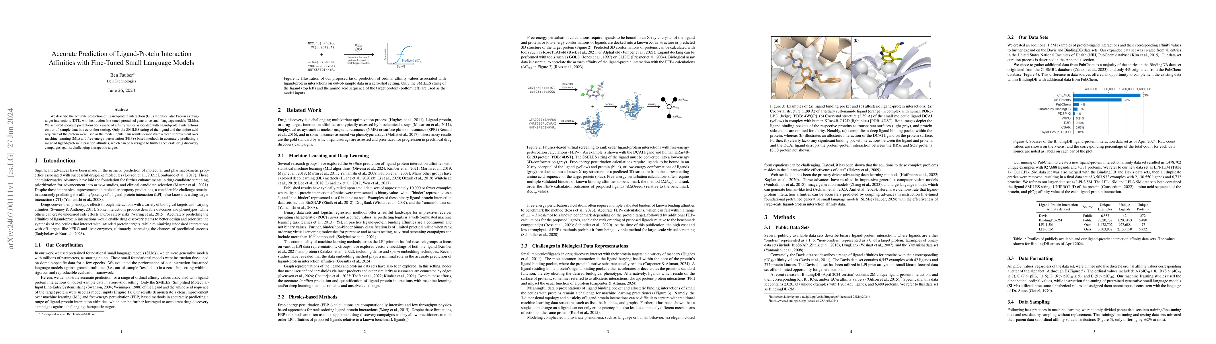 Thumbnail for Accurate Prediction of Ligand-Protein Interaction Affinities with
  Fine-Tuned Small Language Models