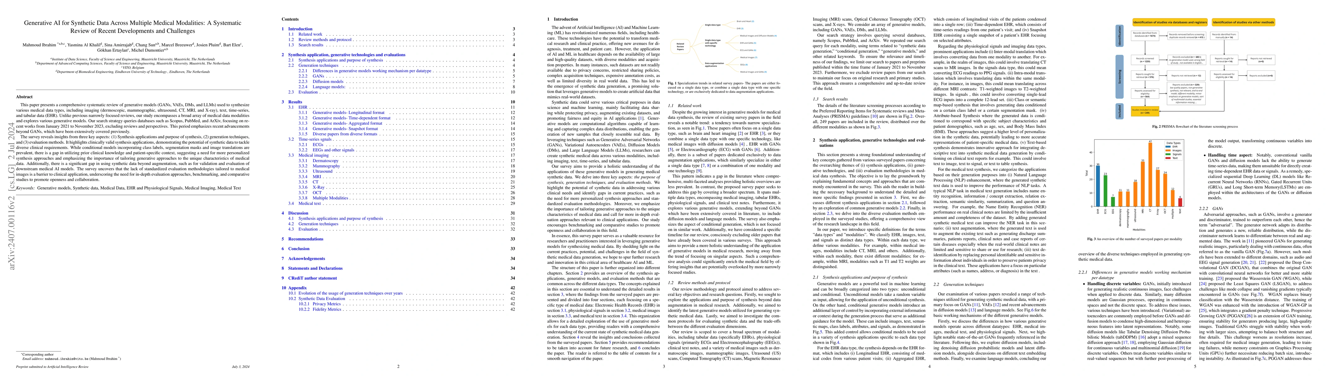 Thumbnail for Generative AI for Synthetic Data Across Multiple Medical Modalities: A
  Systematic Review of Recent Developments and Challenges
